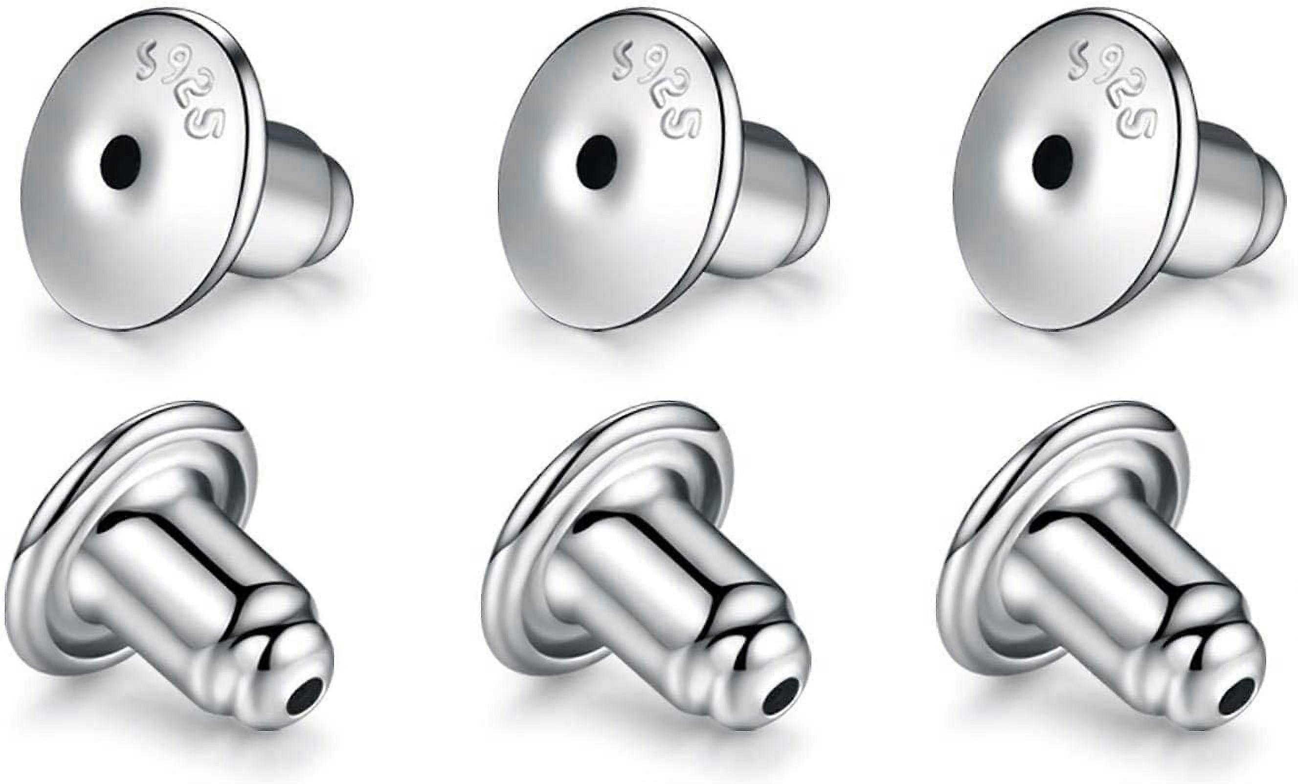 3 PairsSterling Silver Locking Earring Backs Hypoallergenic Replacement