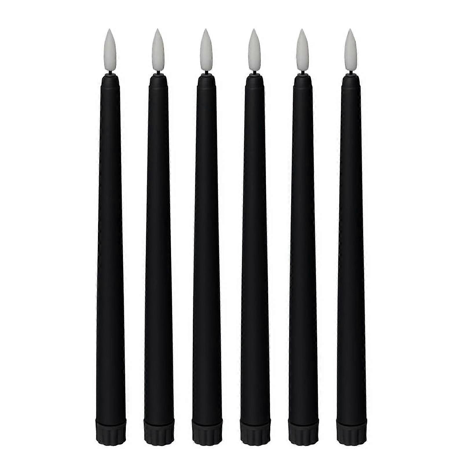Black Cone Flameless Candles - 11 Inches (About 27.9 Cm), 6, Battery Powered, LED Flash with Wick, Timing Setting