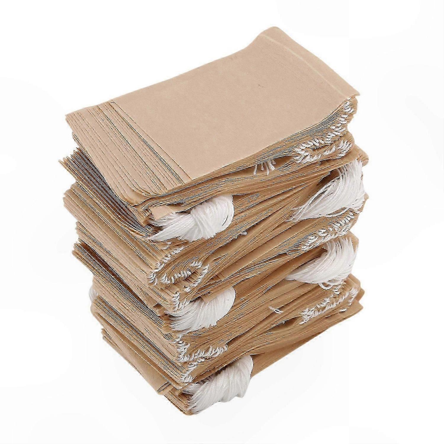 500 Natural Disposable Paper Filter Bags with Drawstring for Loose Leaf Tea and Coffee