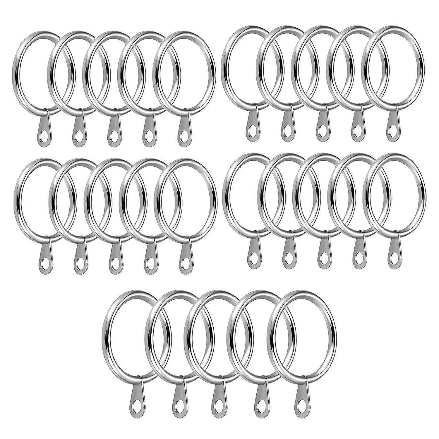 24 Pack Metal Curtain Rings, 30mm Internal Diameter Eyelets, Silver