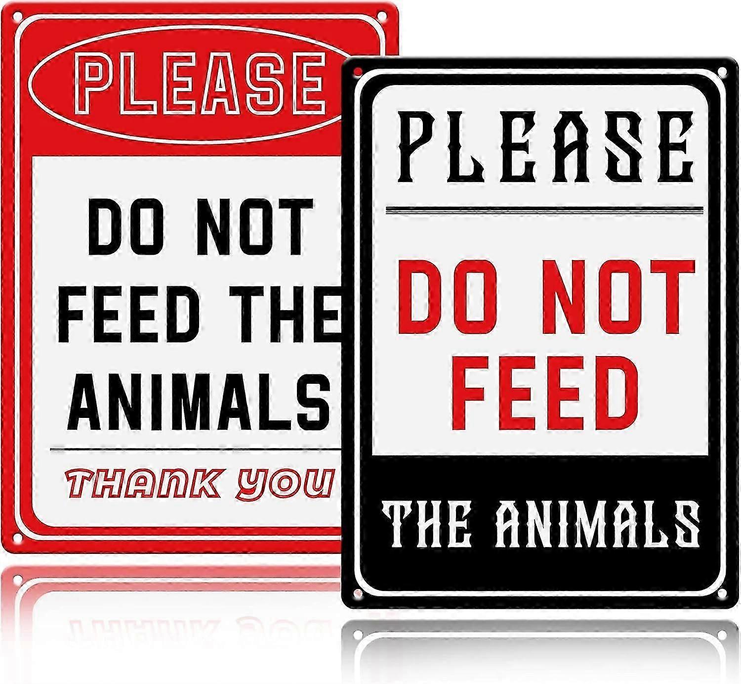 2 Pack Do Not Feed Animals Aluminum Caution Signs
