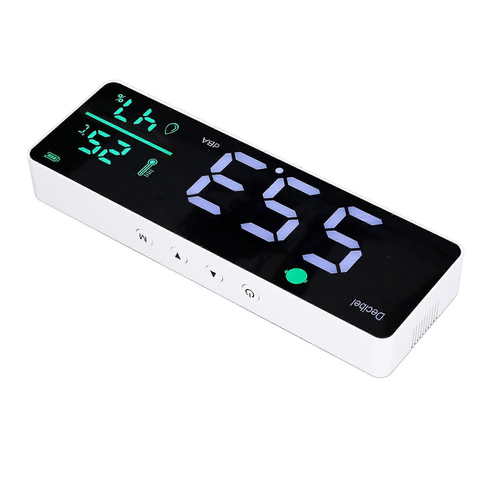 Sound Level Meter 30‑130dBA Noise Detector LED Display Decibel Temperature Humidity Tester 