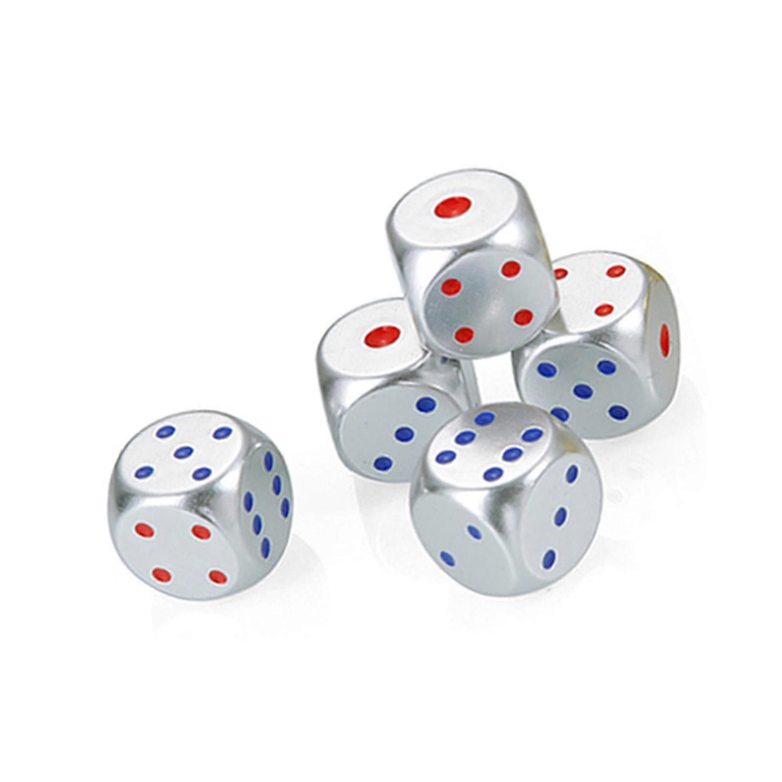 Modern Round Dices Funny Game Dices Six Sided Decider Board Game Acessory for Social Occasion Leisures  5 Silver