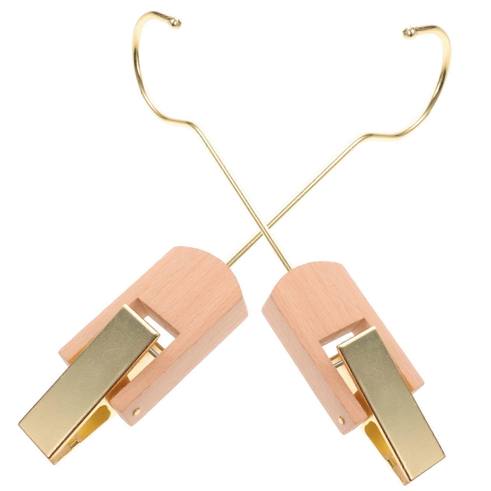 Laundry Hanger Clips 2Pack HeavyDuty Wooden Pegs With Round Hooks For Hats Towels Socks MultiUse Storage Clips