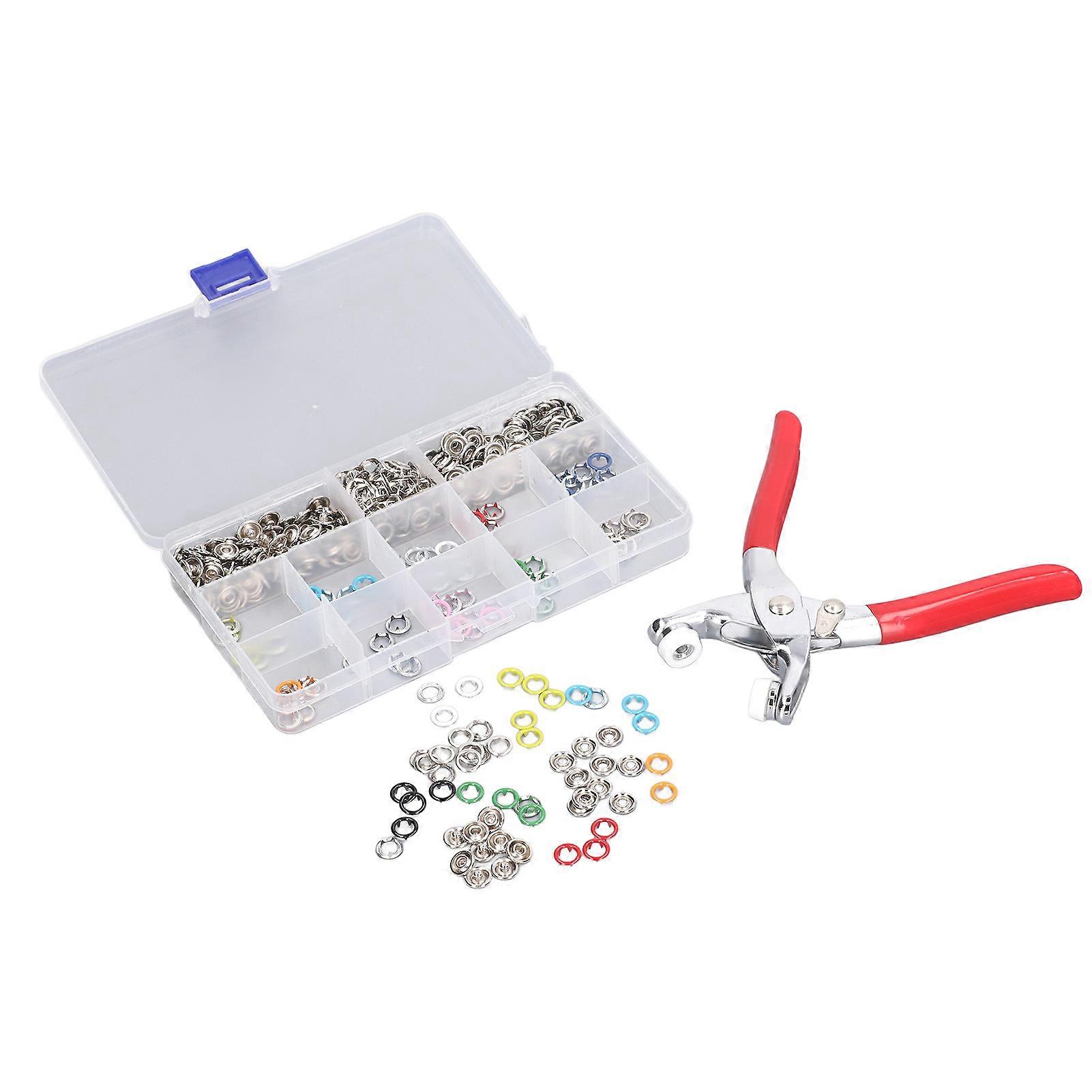5 Prong Button Kit with Hand Crimping Pliers for Any Brand, 10 Color Options for Jeans and Clothing Repair