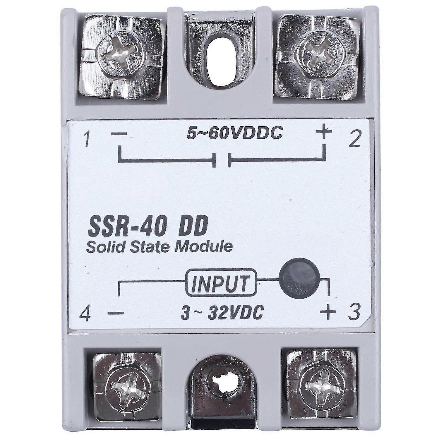 Eenfasig Solid State Relais Dc-DC Ssr-40DD 40A Dc3-32V DC5-60V Wit+Zilver-L