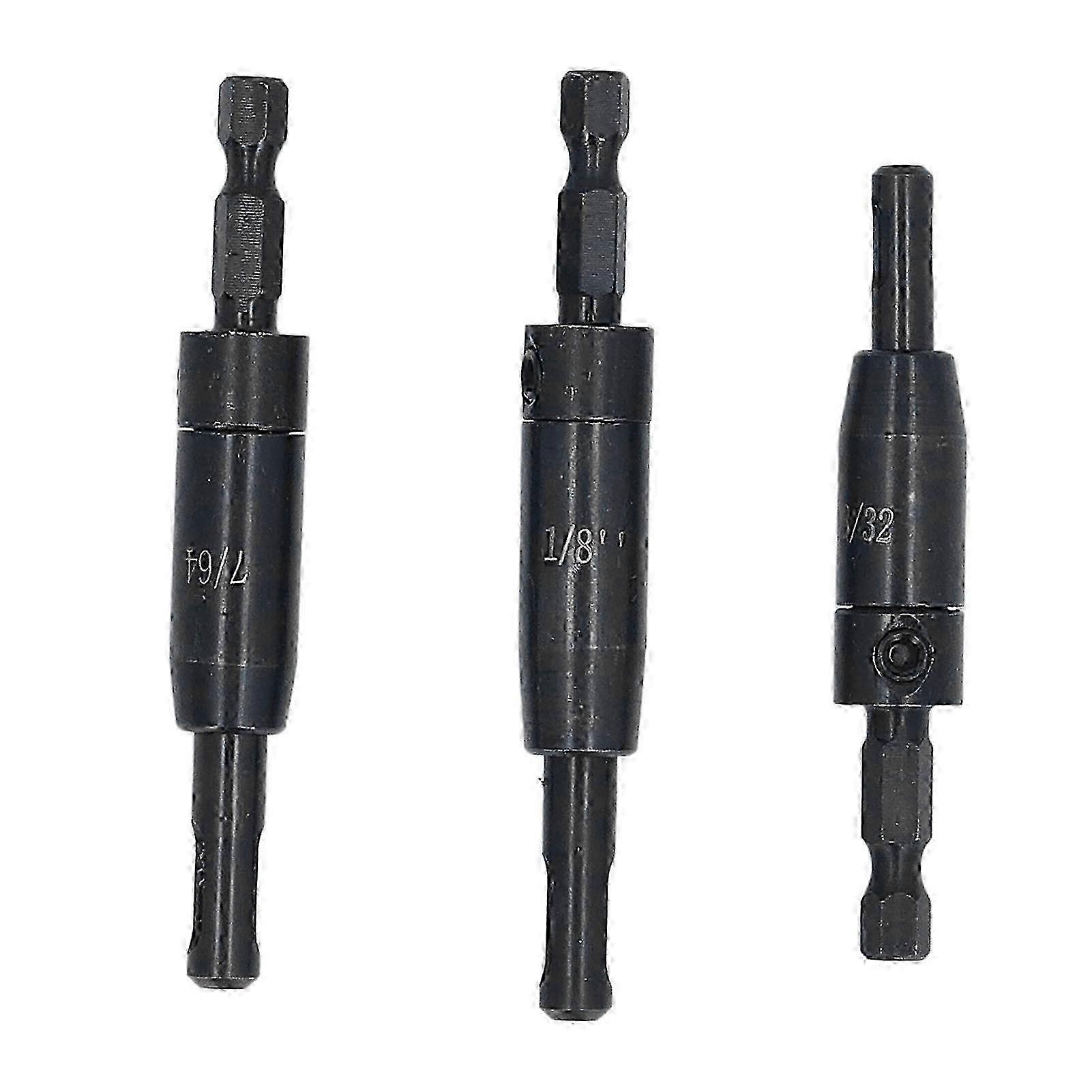 3Pcs Woodworking Hinge Drill Bit Set HSS 1/4in Hex Shank Positioning Drilling Drill Bit Set 1/8in 7/64in 3/32in