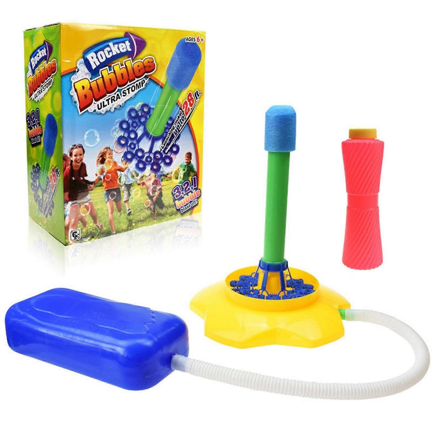 Kids Bubble Rocket Toy Pedal Type Bubble Solution Rocket Game Set for Outdoor Play