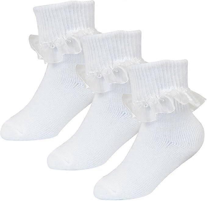 رضع أطفال أطفال بنات دانتيل جريلي جوارب عبوة من 3 جوارب أطفال حديثي الولادة