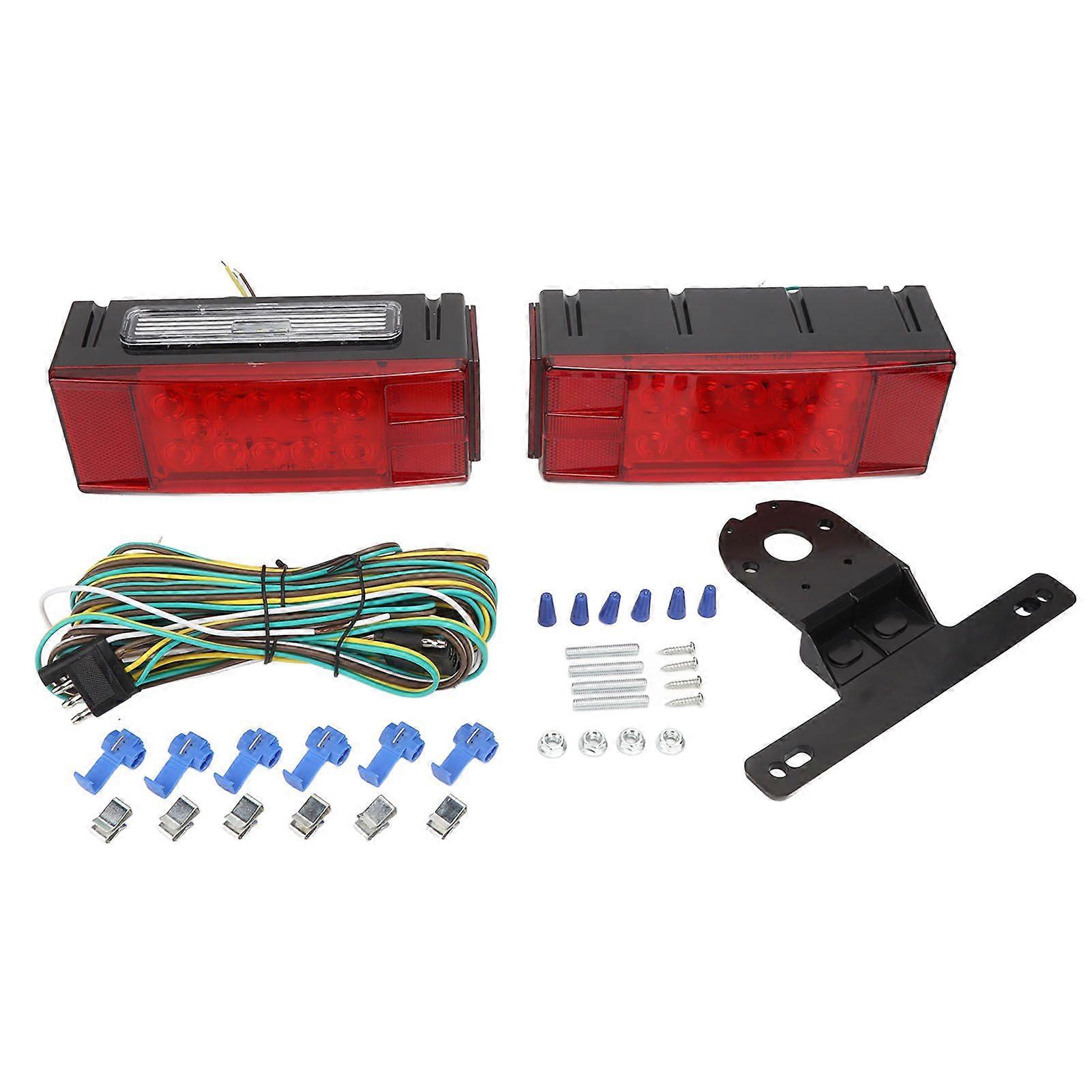 2PCS 12V LED Trailer Lights Submersible Waterproof Rectangular Tail Lamp for RV Marine BoatsSH