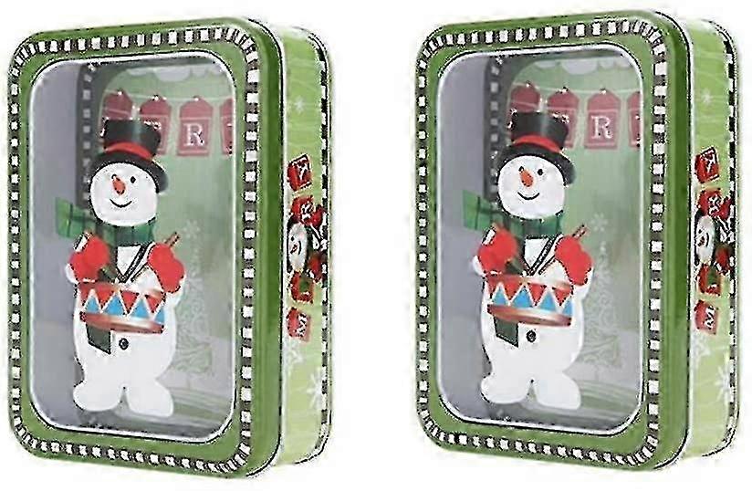 Christmas Cookie Tins With Clear Window Rectangle Cookie Tin Empty Cookie Jar Storage Tins Container
