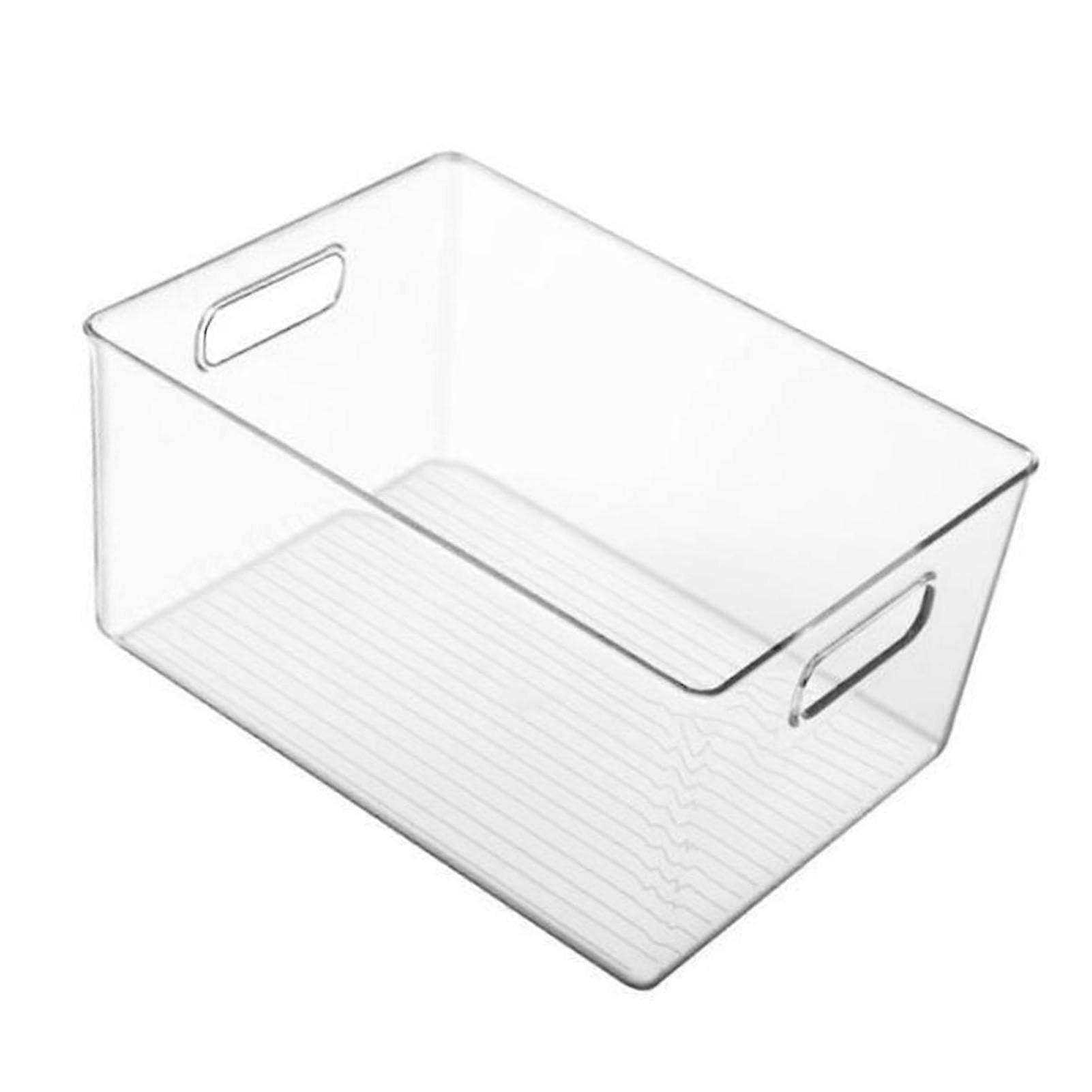 Plastic Transparent Organizer Large Capacity Multi Functional Bin With Handle For Refrigerator Kitchen Countertop