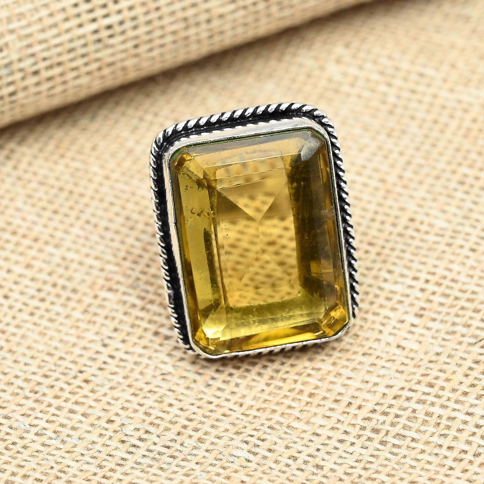 Fantastic Citrine Gemstone Solid 925 Sterling Silver Handmade Ring Jewelry All Size