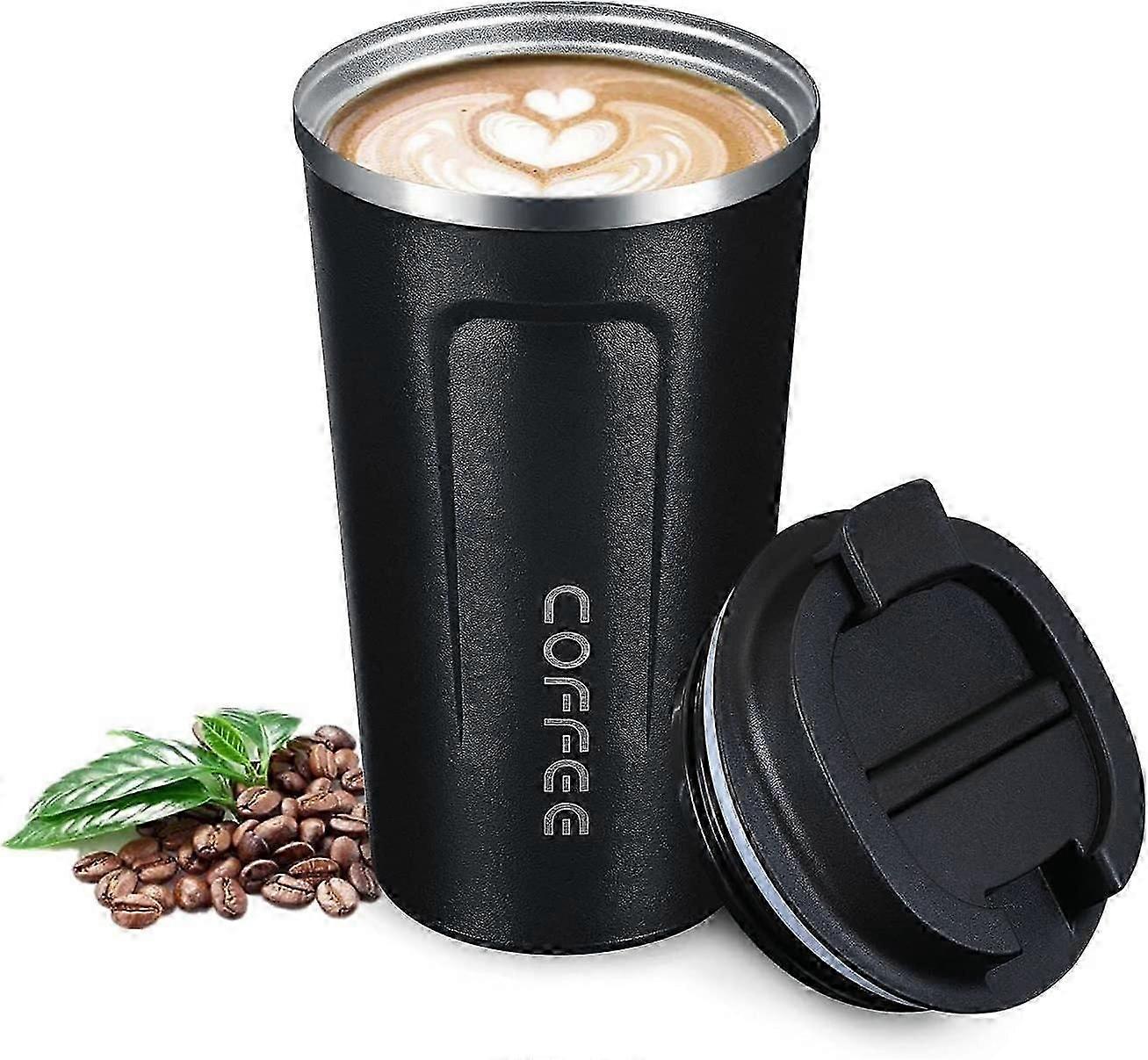 Coffee Mug, 500ml Insulated Travel Coffee Cup Leakproof Lid, Stainless Steel Thermos Bottle, Coffee Mug Reusable Airtight Travel Thermal Mug