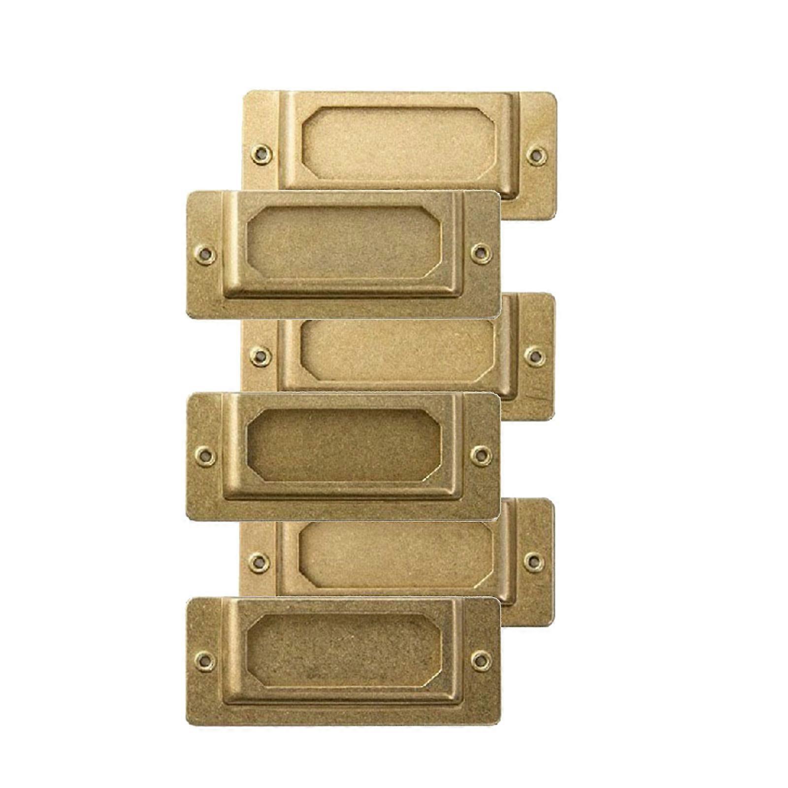 6Pcs Brass Index Label Organiser Rustproof Name Label Holder For Document Sorting Folder Cabinet Classification Multicolor