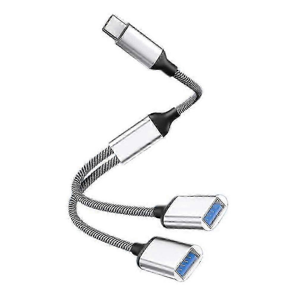 USB-C to Dual USB OTG Adapter Y-Cable for Data Sync and Charging