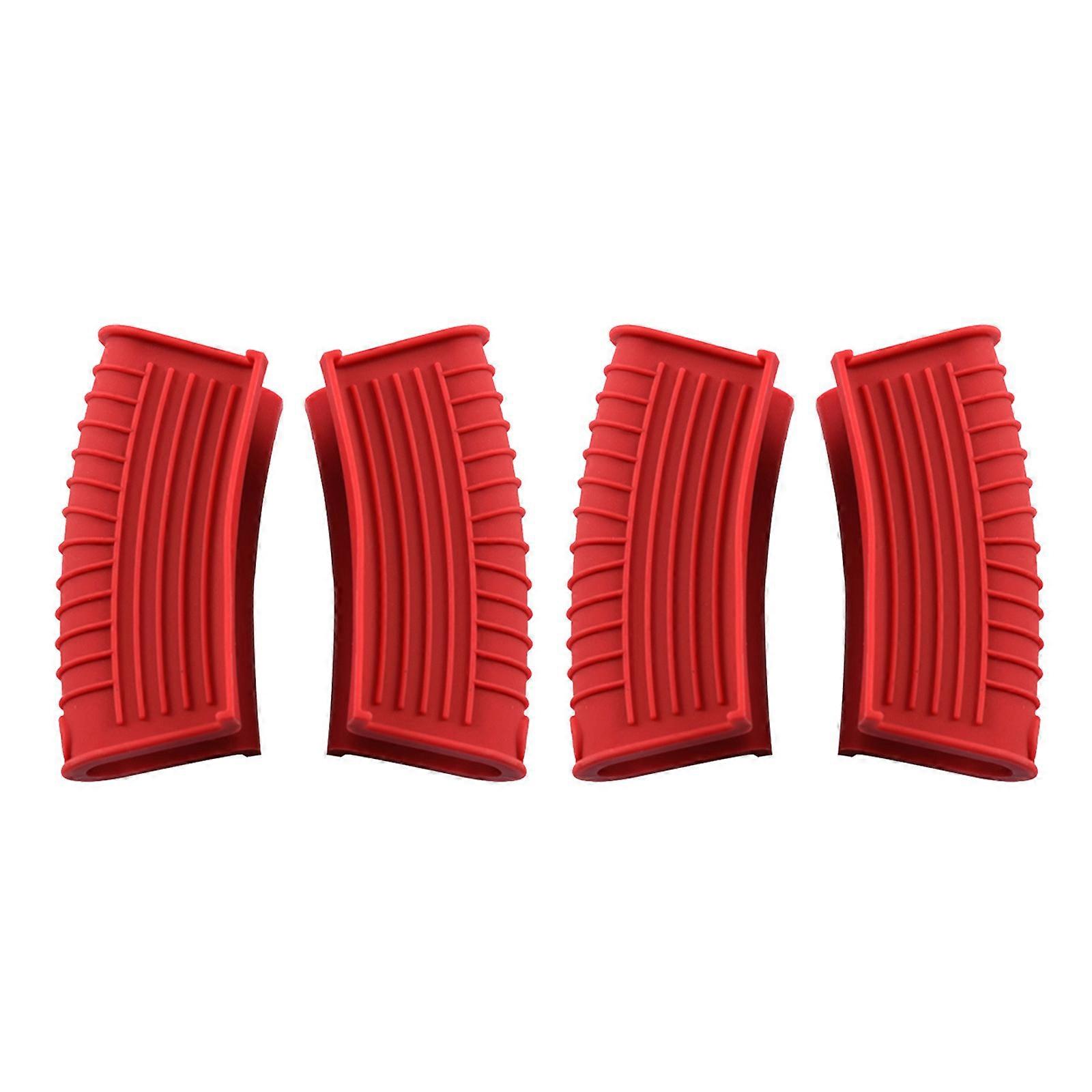 Heat Resistant Silicone Pot Handle Covers Not Slip Grip For Secure Handling Multiple Purpose Kitchen Accessories  Red