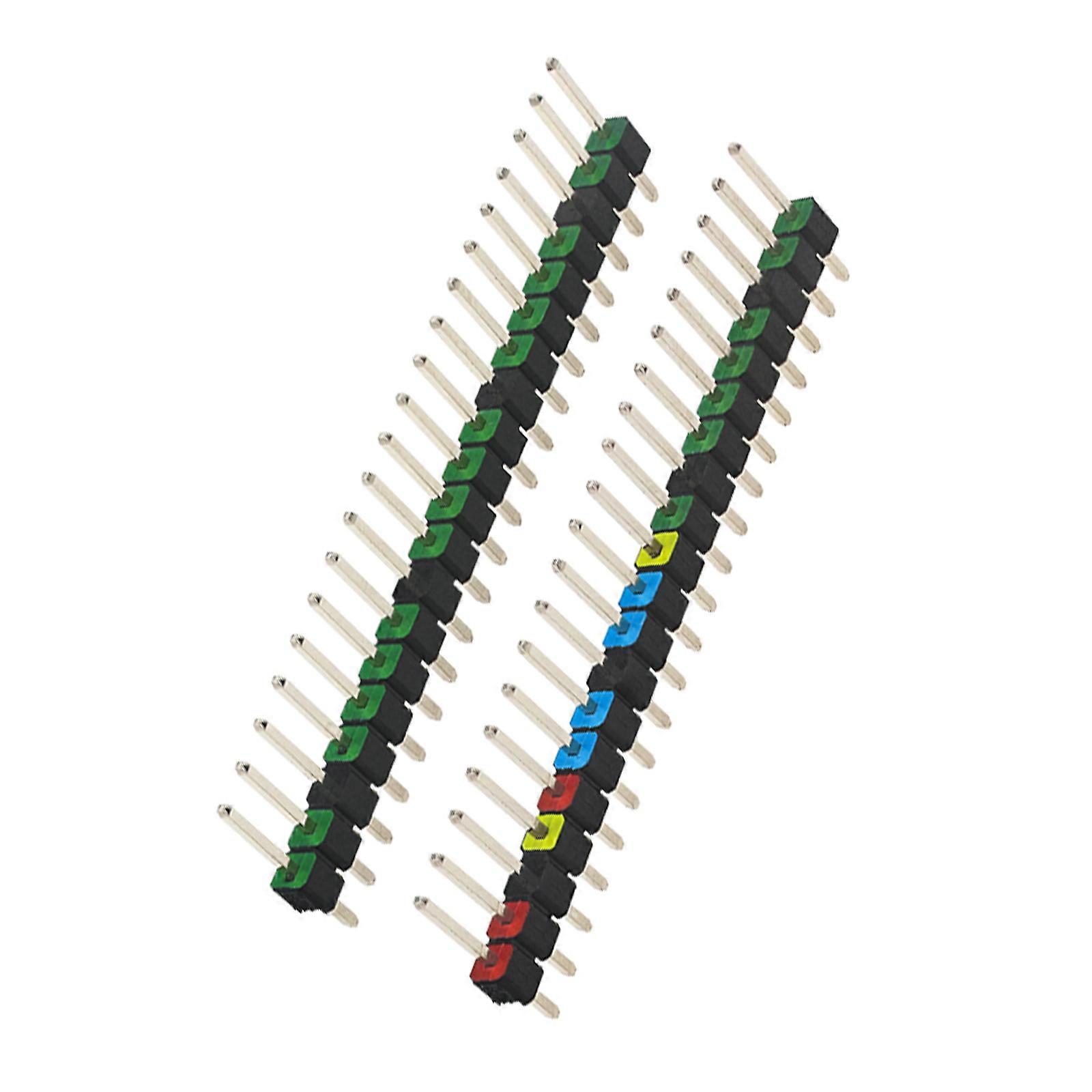2Pcs Pin Headers 2.54mm Spacing 20pin Configuration Single Row Straight Color Coding Easy to Use Multicolor