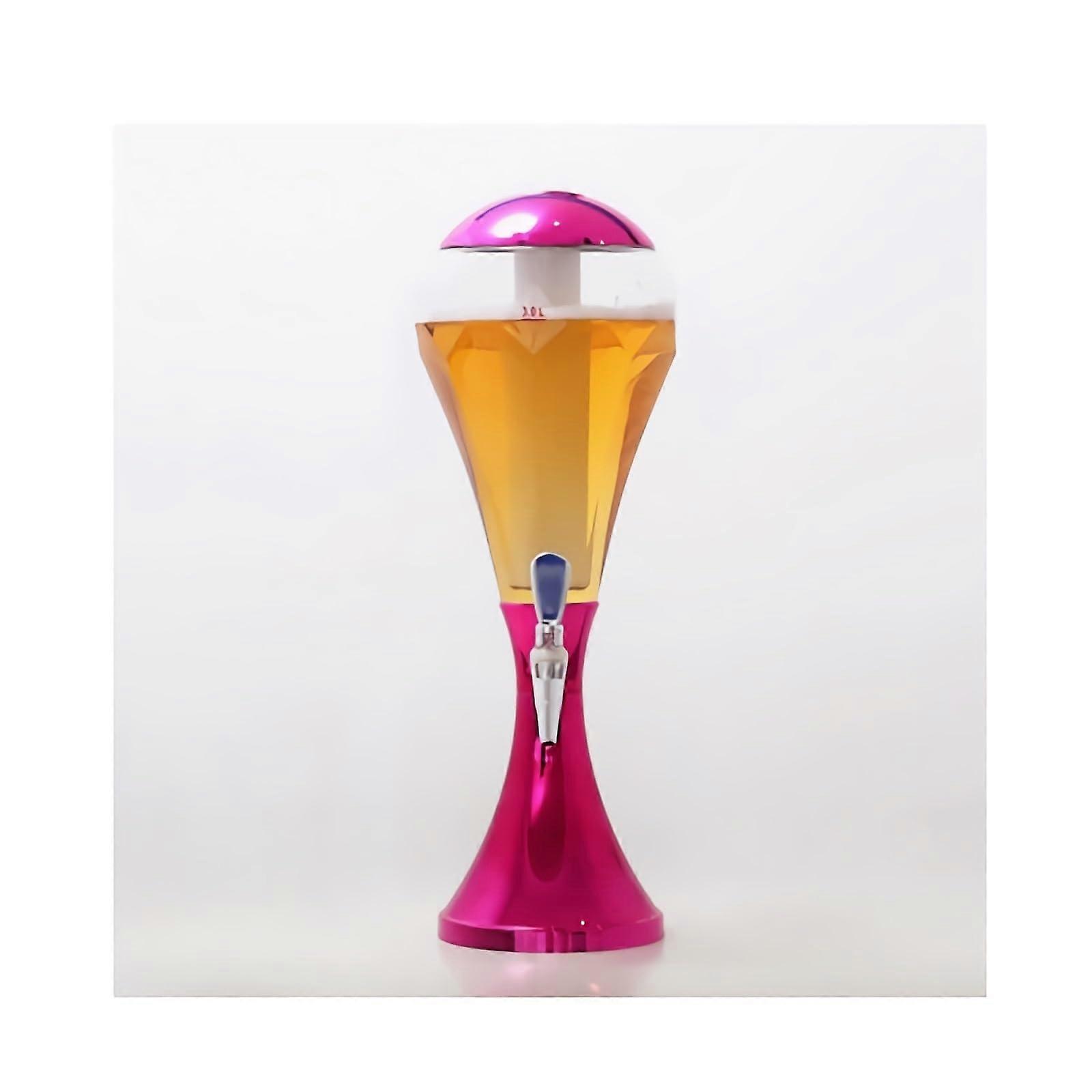Beer Tower Dispenser with Tap for Beer Wine Drinks, Large Tabletop Party Beverage Container (Red)