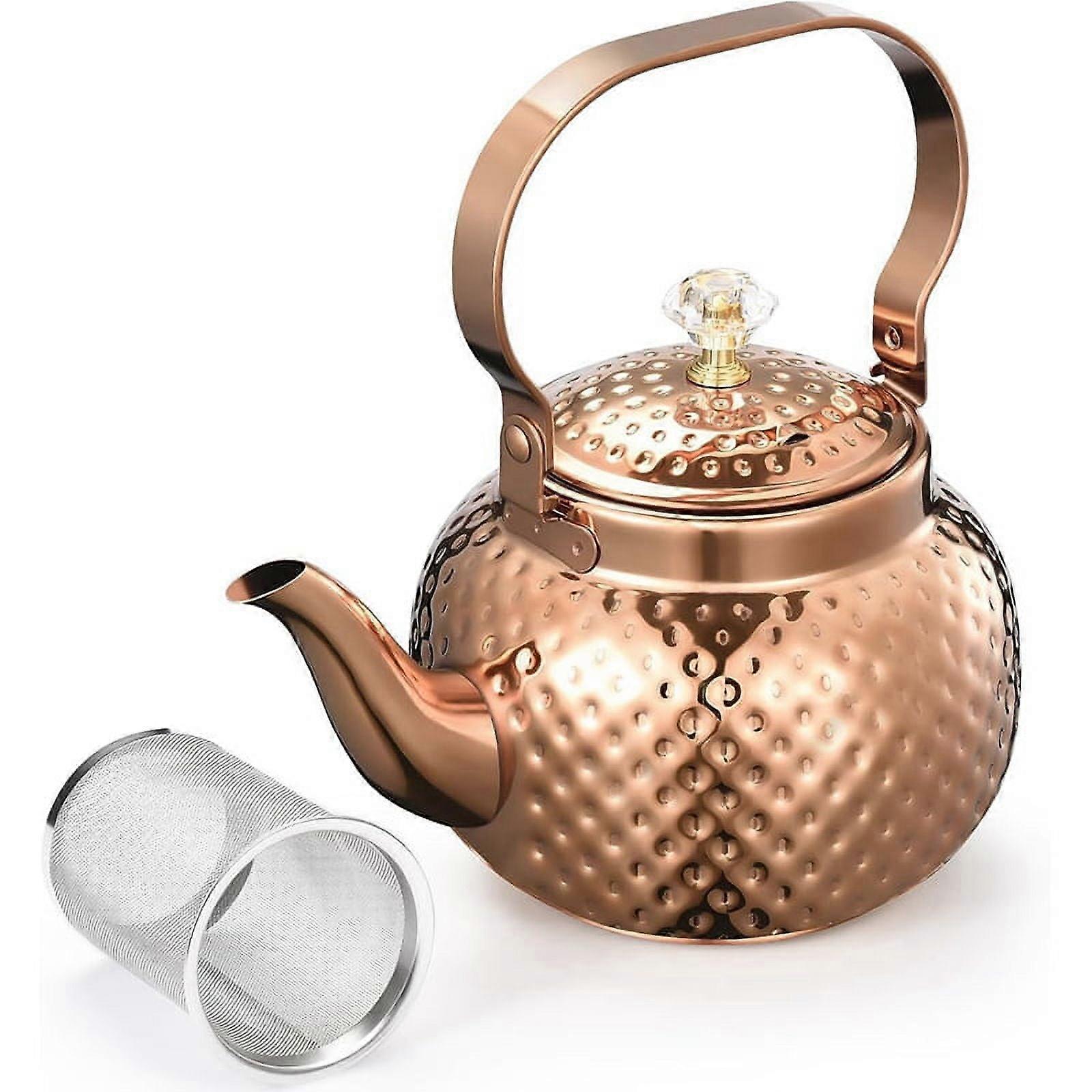 Teapot with Infuser 1.2 L,Kettle Teapot with Removable Filter,Bronze