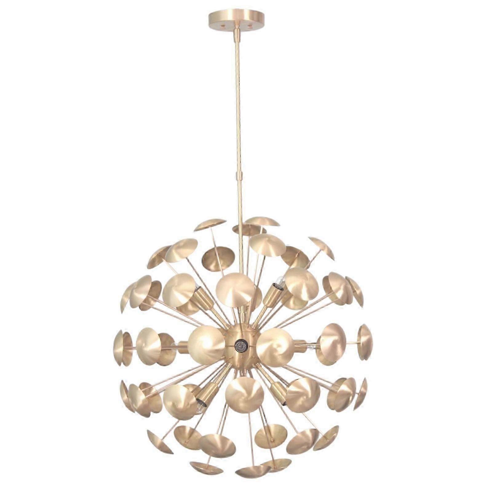 Mid-century 9-light Brass Sputnik Chandelier, Unique Ceiling Piece