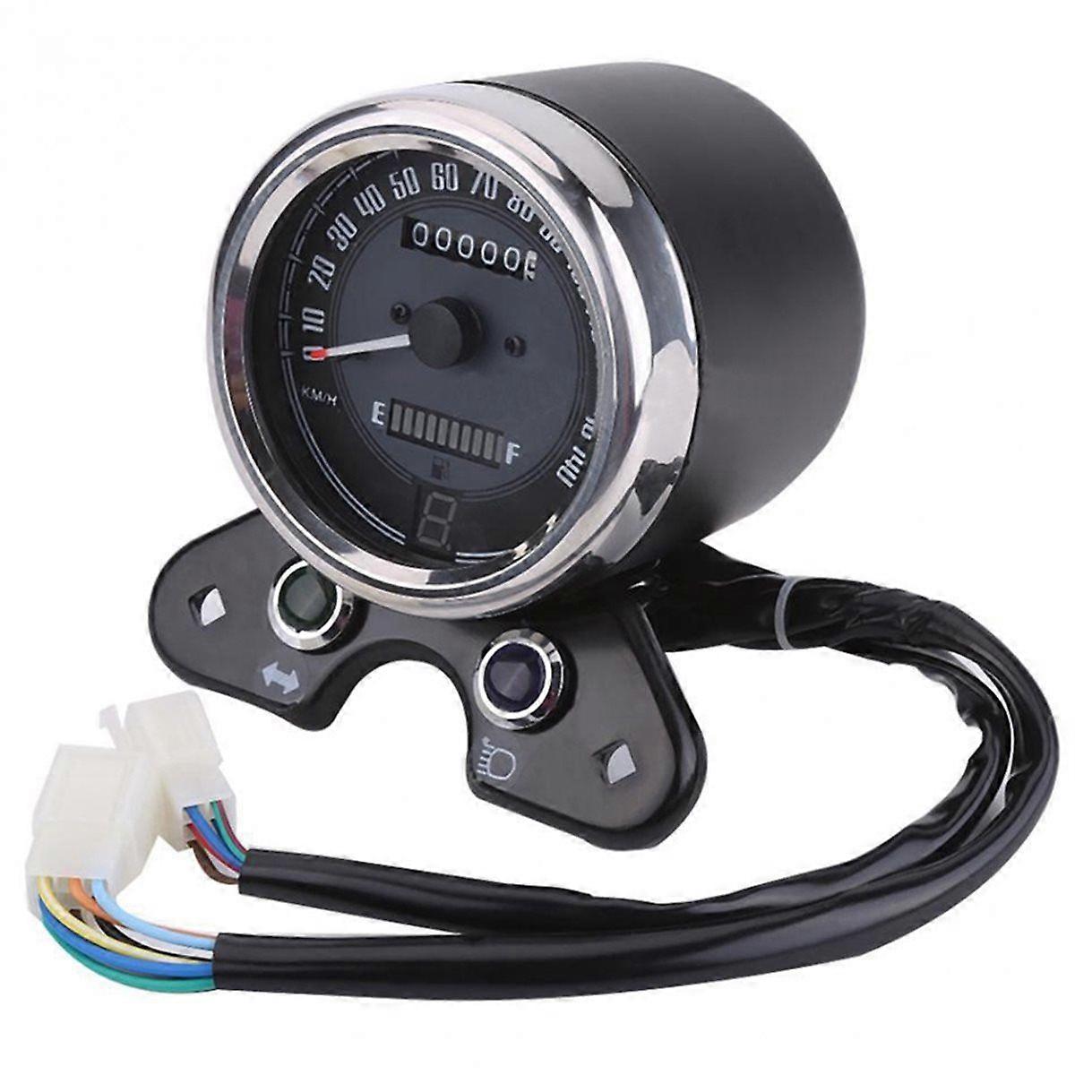 12V Universal Motorcycle Speedometer with Dual Odometer Digital Backlight for CG125 GN125 Cafe Race