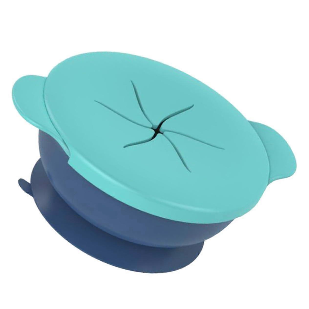 Silicone Tableware Strong Suction Blue Feeding Plates For Lunch TearResistant Dishes