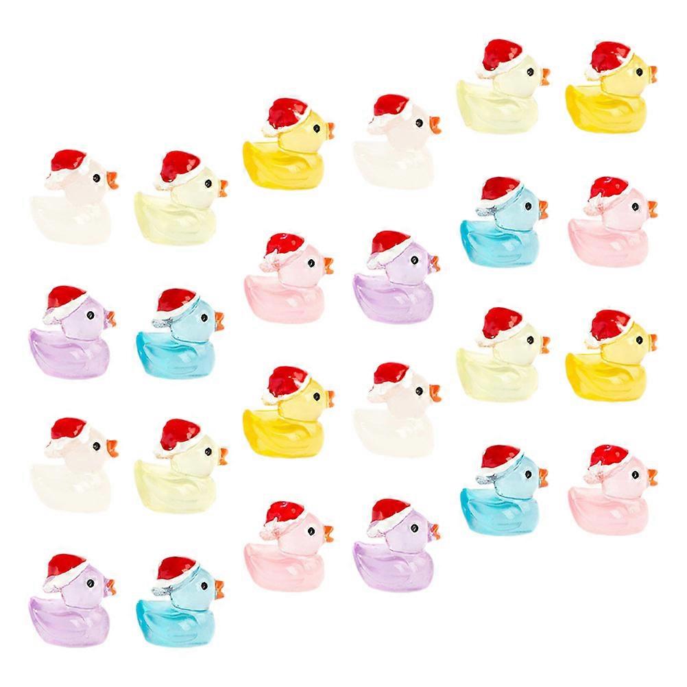 24Pcs Mini Resin Ducks Statue Tiny Ducks Miniature Figures Glowing In The Dark Duck Figurines