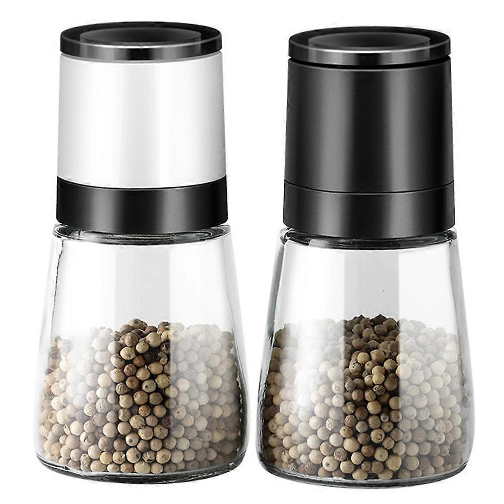 2 Pcs Premium Manual Salt Mill,Clear Glass Pepper Grinder Adjustable