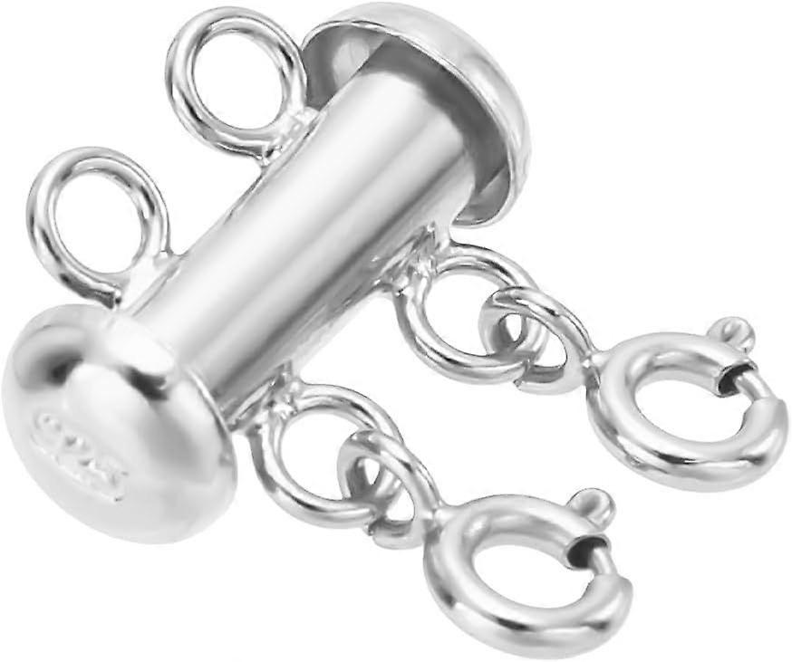 925 Sterling Silver Layering Clasps 2-Strand Layering Lock Connector Slide Tube Clasp Multi Strand Layer Clasp for Layered Earring Necklace Bracelet M