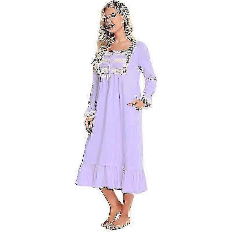 بيجاما فيكتورية قطن بيجاما بأكمام طويلة فستان نوم