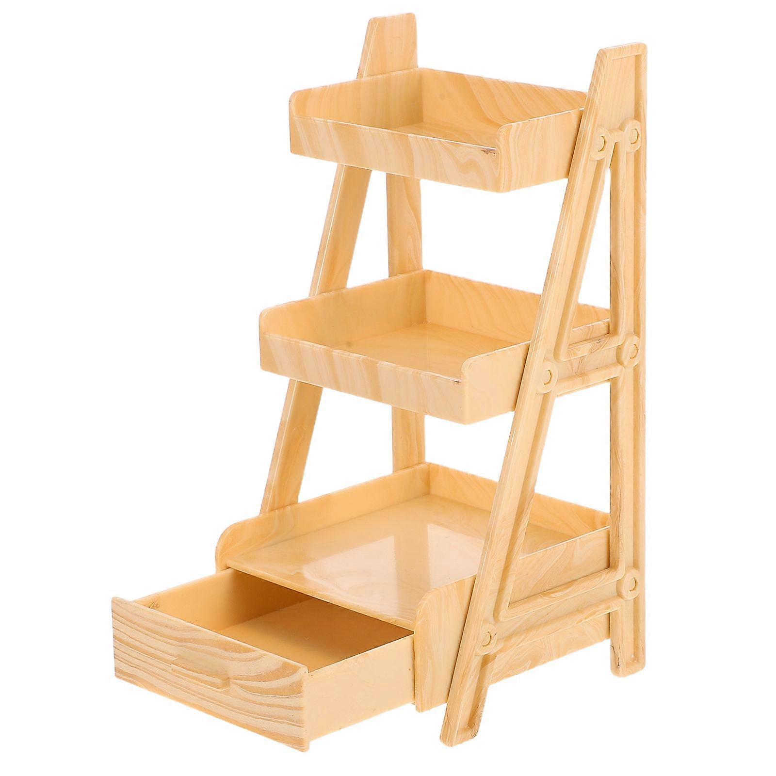 Khaki Miniature Display Shelf for Vegetable Storage with Multifunctional Use