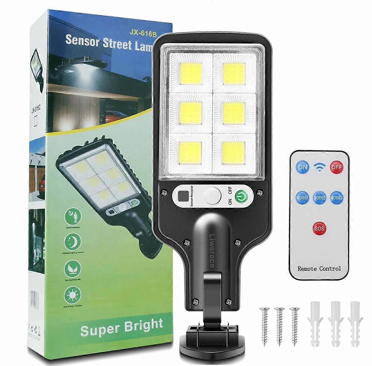 Solar Street Light with Motion Sensor, 72 COB, 3 Modes, IP65 Waterproof for Garden and Front Door