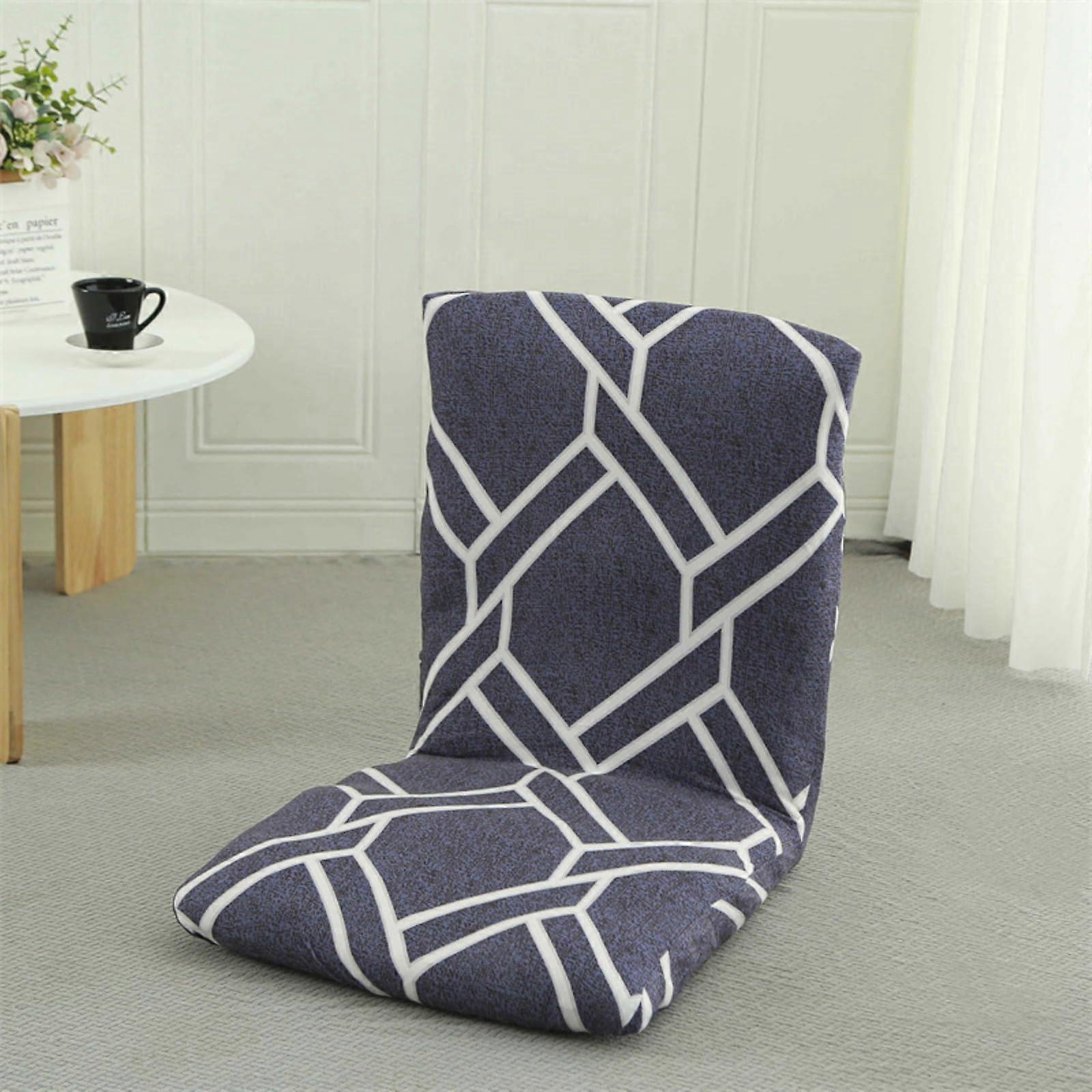 Stretch Folding Floor Gaming Chair Cover, Printed Lounge Protector with Elastic Secure Fit, Cube Large