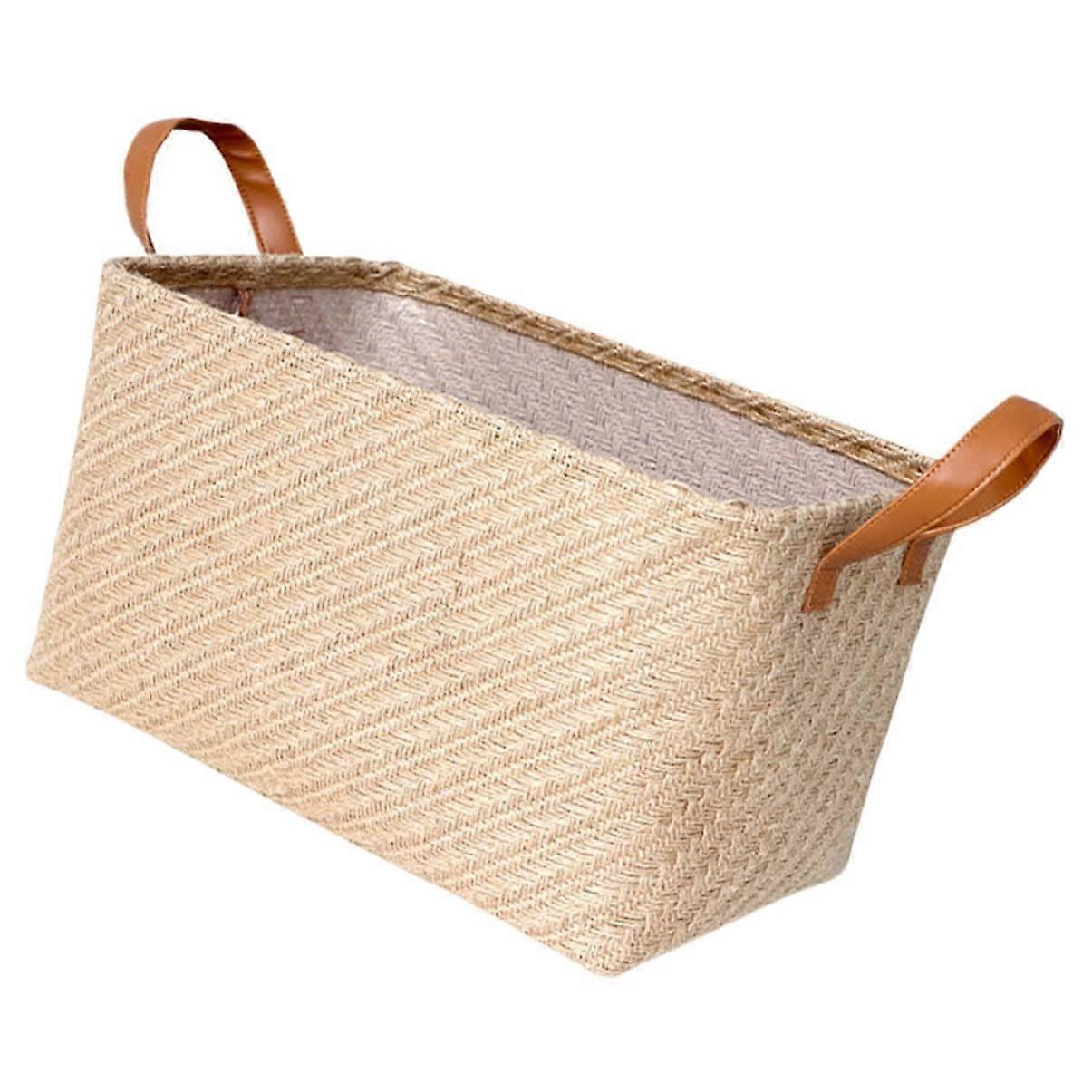 Large Jute Storage Basket with Handles, Rustic Woven Organizer for Toys and Clothes