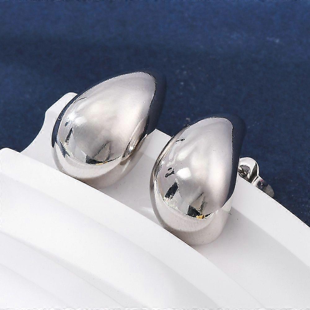 Rack Plating Brass Teardrop Stud Earrings Platinum 18x11.5mm