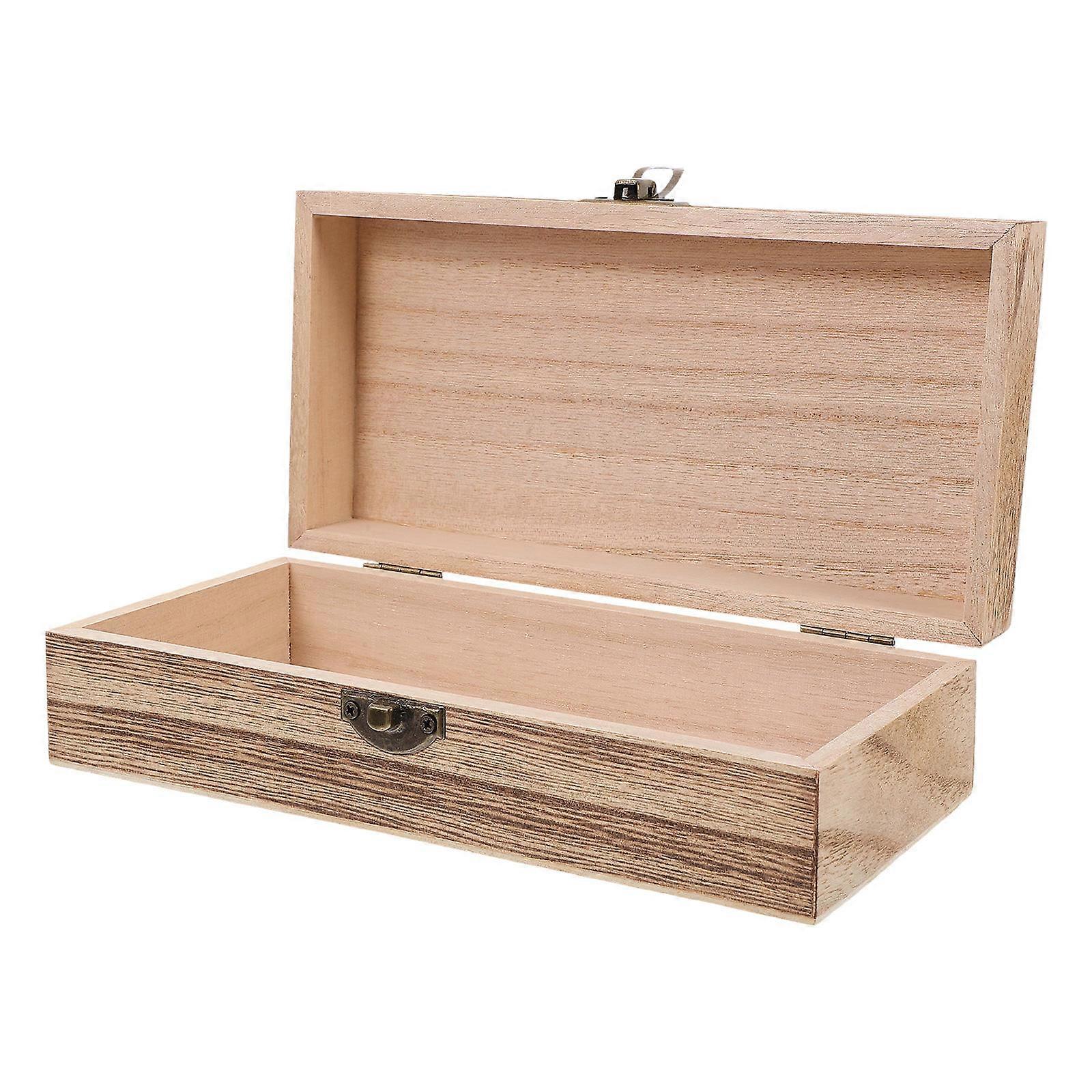 Rustic Wooden Storage Box for Jewelry with Lid Rectangular Design