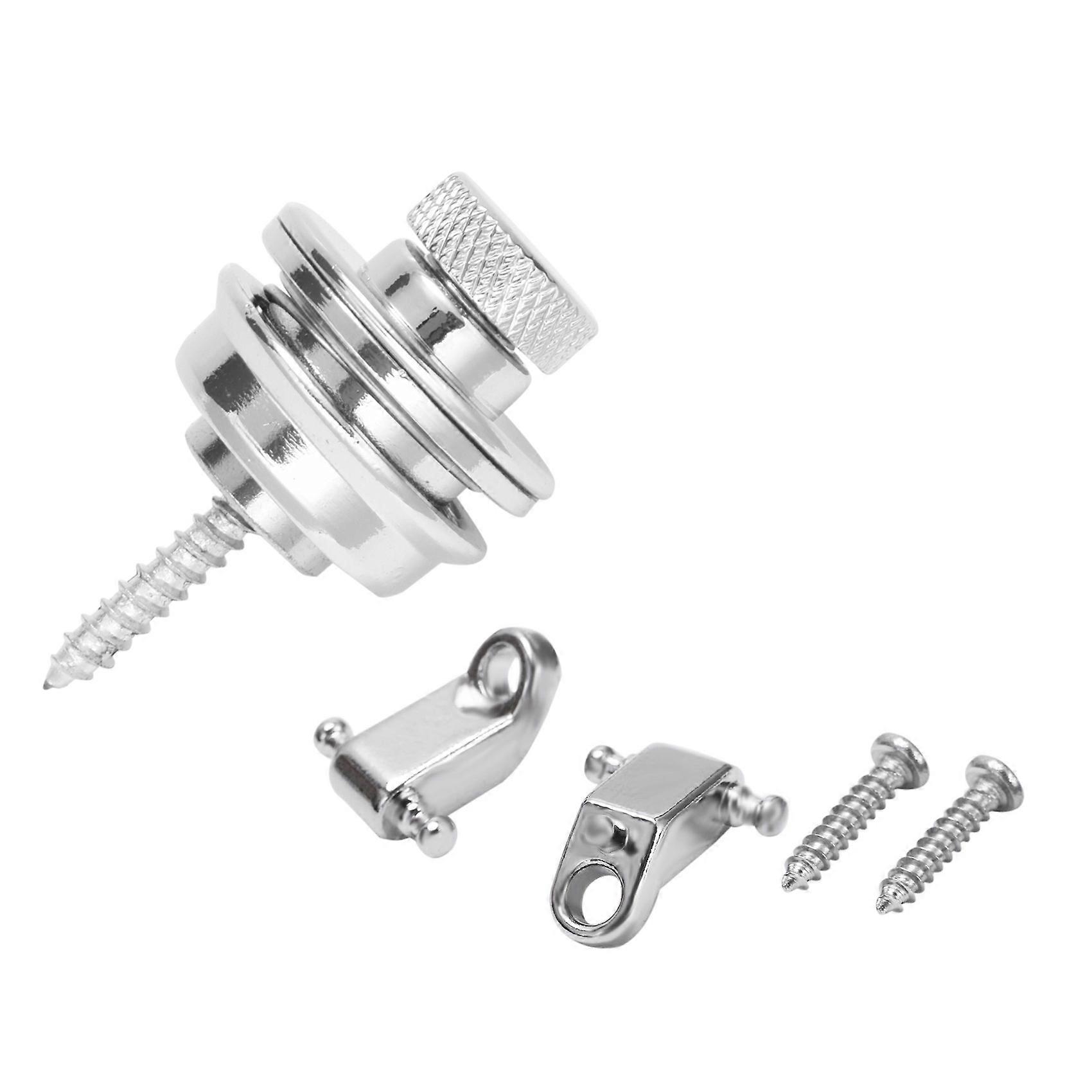 2Pcs Guitar Strap Lock Guitar Belts Buckle Button Thread & 2 Pcs Electric Guitar Roller String Tree