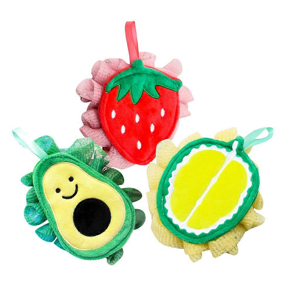 Fruit Shape Bath Balls Creative Exfoliating Bathing Balls for Home Use 3Pcs