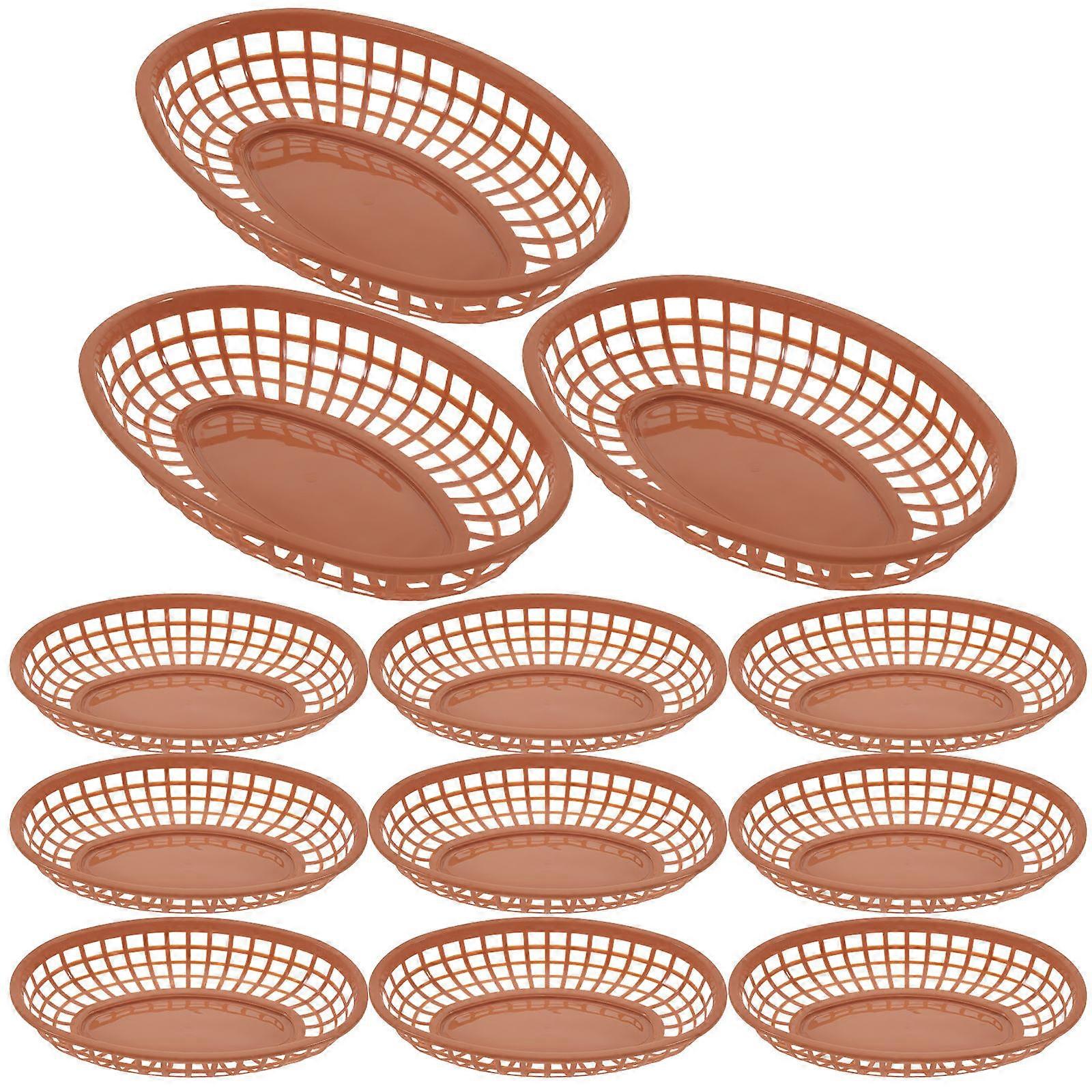 Desktop Storage Basket Plastic Serving Basket for Storage Use 12Pcs Coffee