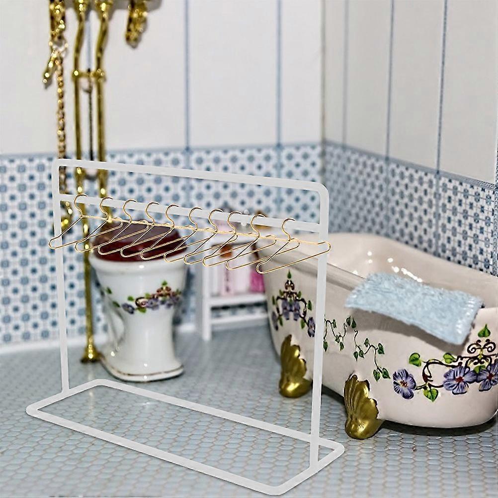 Mini Doll Clothes Hangers Doll Garment Rack for Display 1Set White