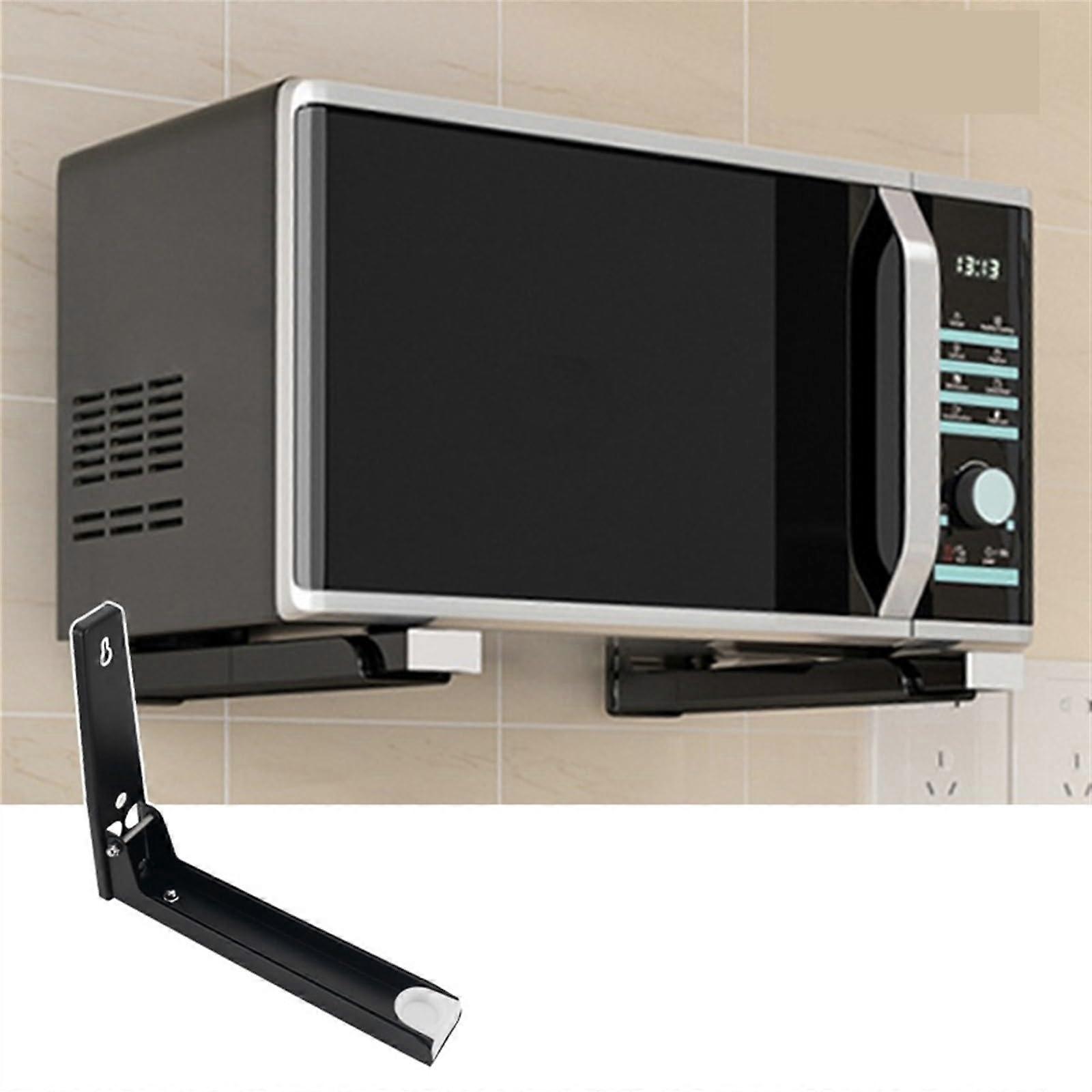 Microwave Wall Mount Adjustable Stainless Steel Foldable Shelf Space Saving Retractable Kitchen Oven Rack White