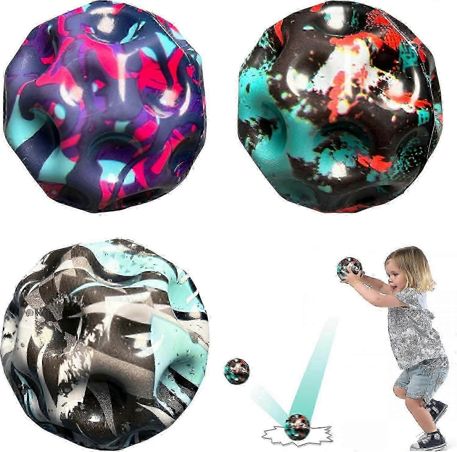 2025 Astro Jump Balls, balení 3 Moon Galaxy Ball, Skáče gumový míč, Space Ball, Moonball, Skákací míč, Skákací míče, Hračky dárky pro děti, Ven