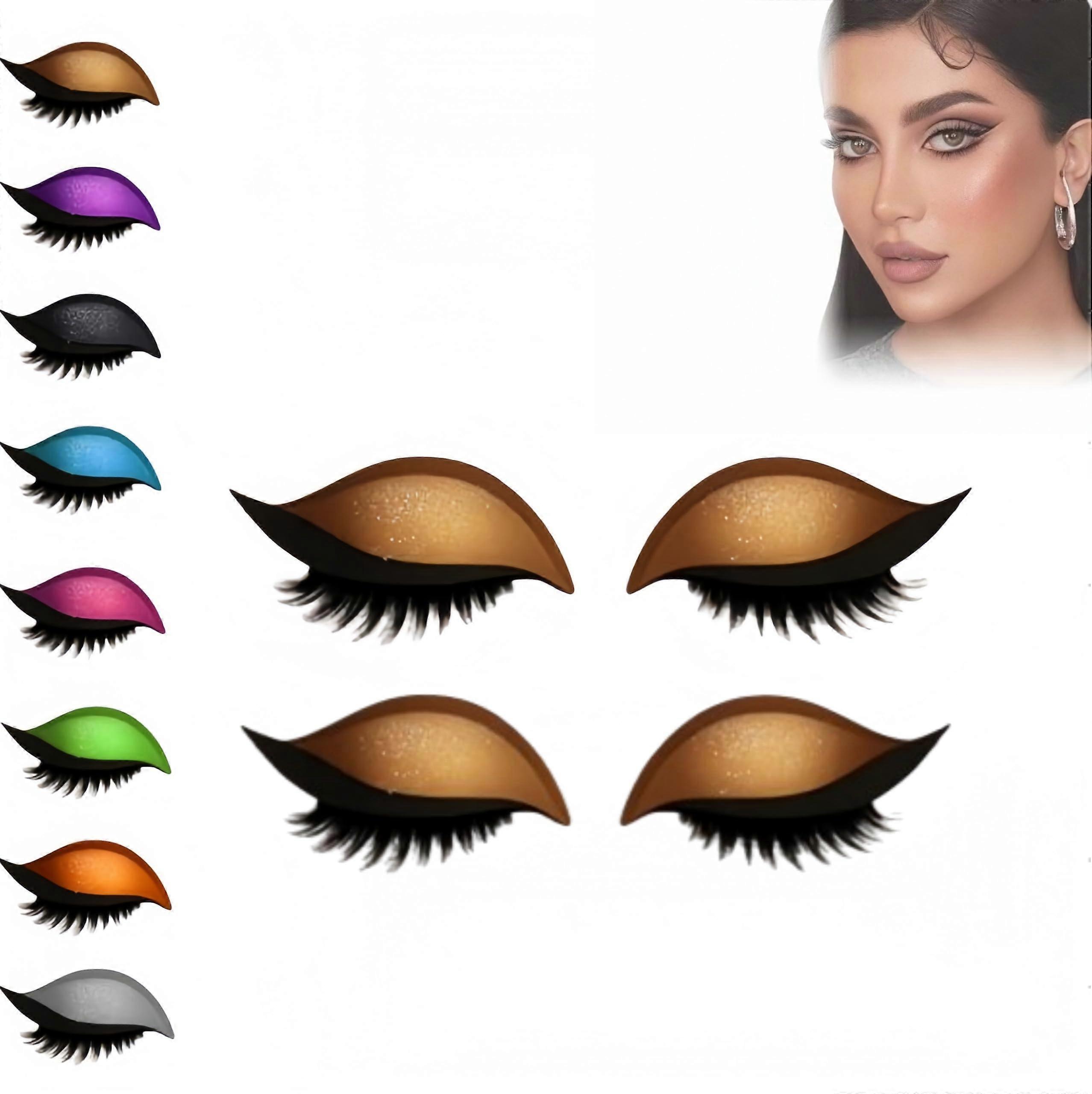 Golden Eyeshadow Stickers with False Lashes, Reusable PVC Preapplied Eye Makeup Patch for Party