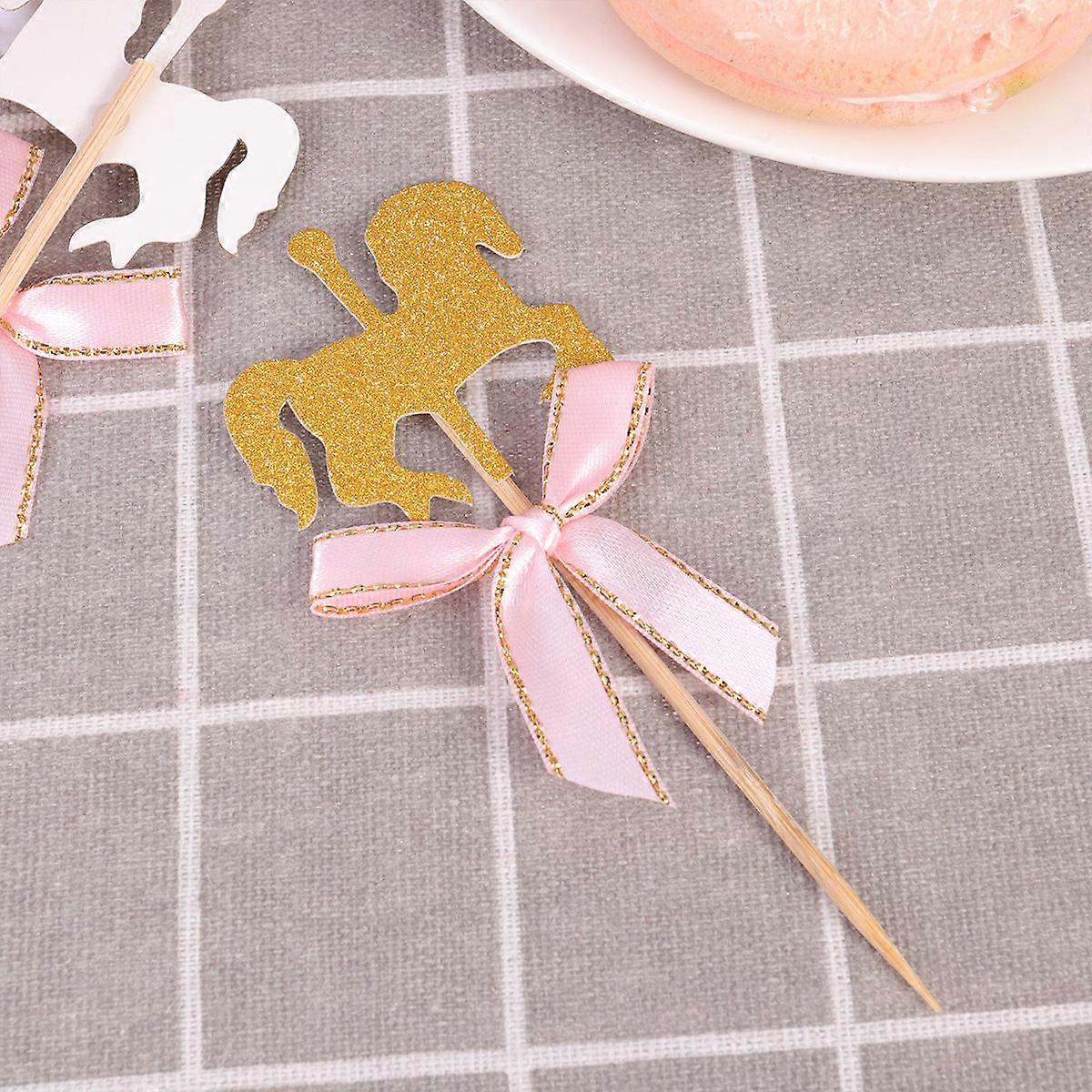 Assorted Color Egg Cake Fruit Insert Cake Toppers for Party 20Pcs Carousel