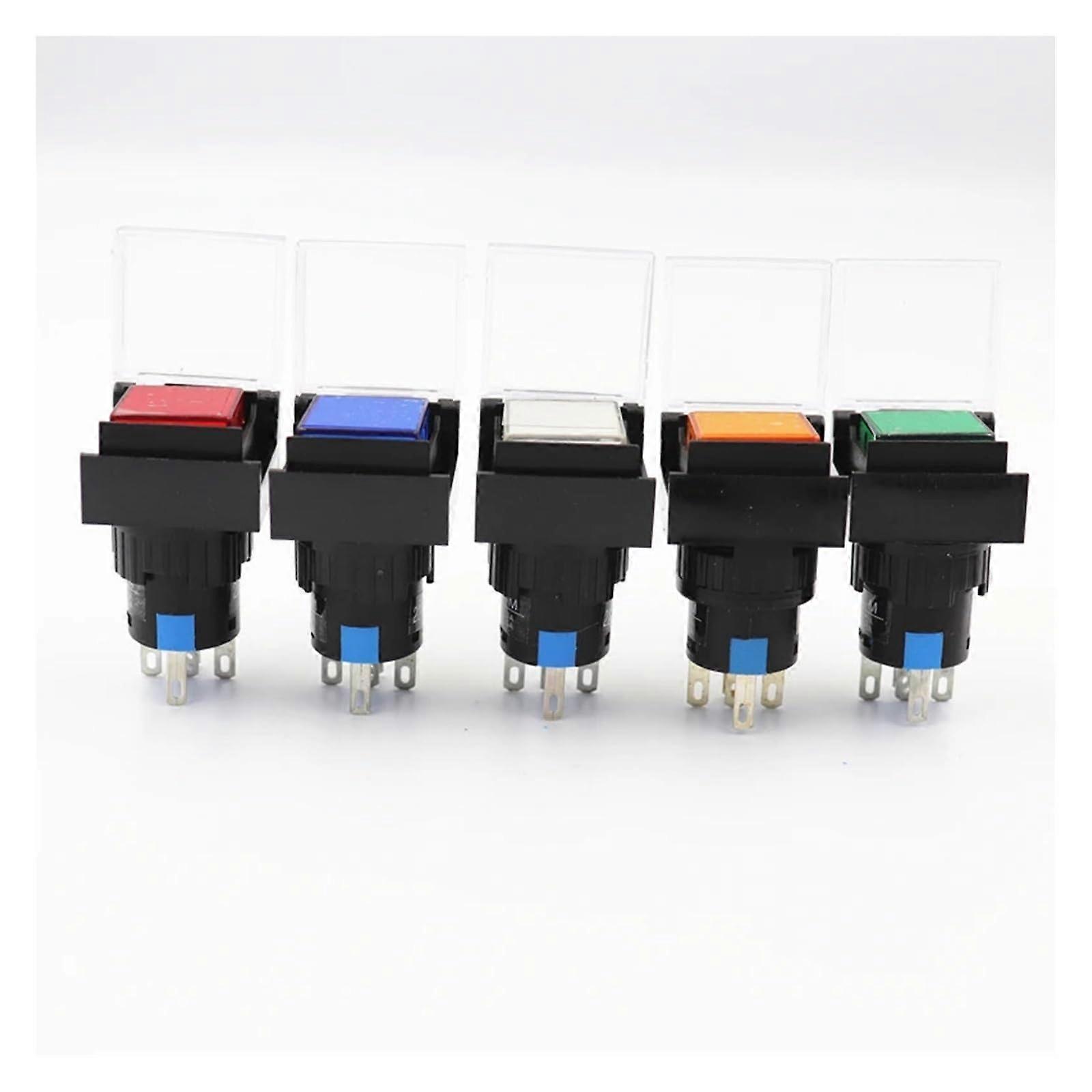 5pcs LA16 12V 16mm Push Button Switch with Dustproof Cover and SelfReset Function