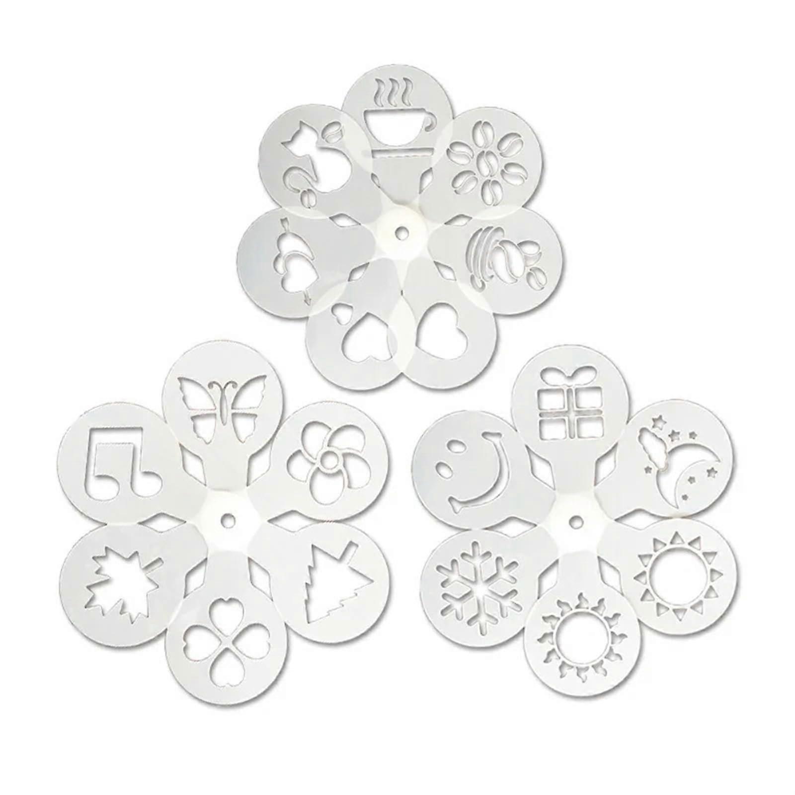 Coffee Stencils Set with Multiple Creative Designs, Durable Reusable Latte Art and Cake Decorating Templates