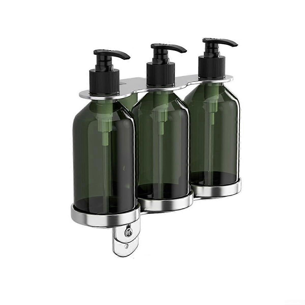 Wall Mounted Shampoo and Conditioner Dispenser Set with Easy Refill 3 Bottle Capacity