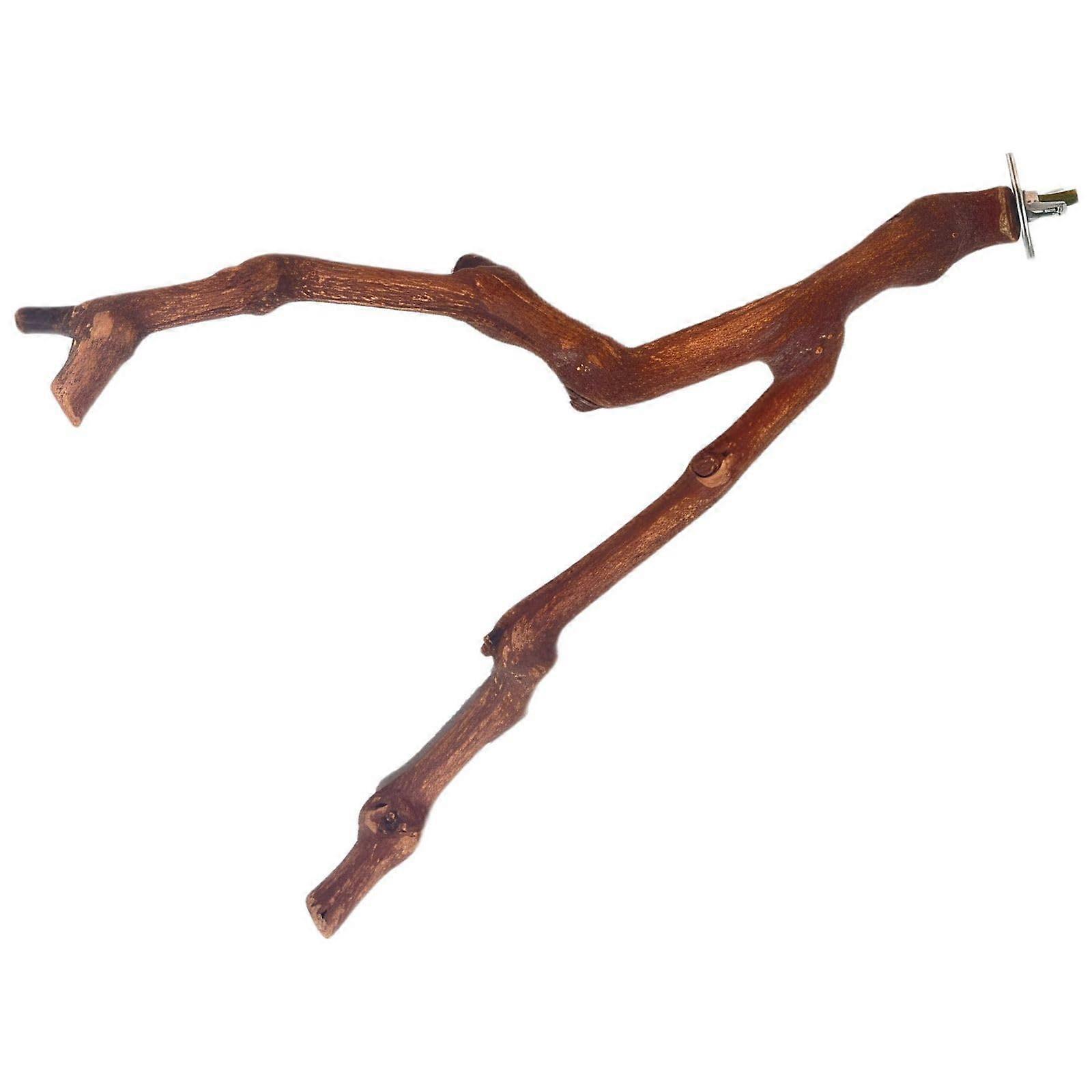 Grape Wood Parrot Cage Perch with Secure Textured Grip, Double Fork Bird Accessory Brown