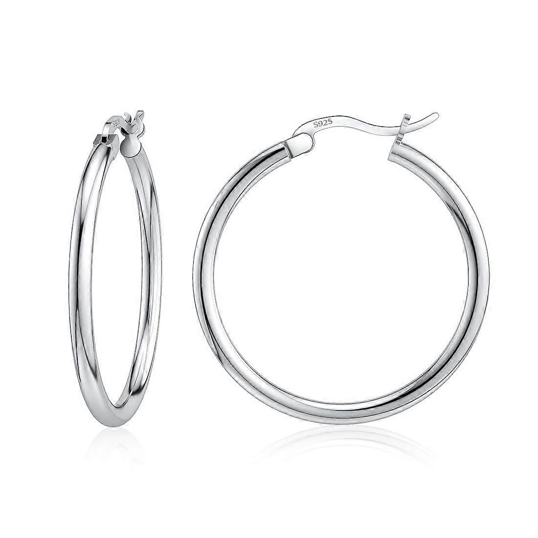 Sterling Silver Hoop Earrings 25mm Hypoallergenic for Sensitive Ears with Secure Clasp